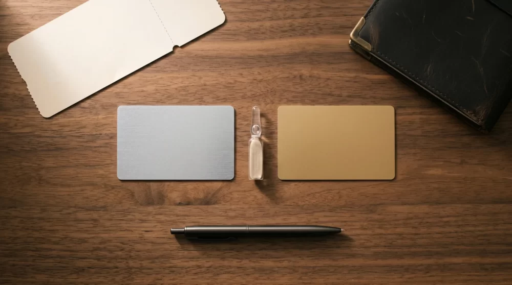 シルバーとゴールドの無地カード2枚で表現した会員区分のメタファー