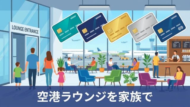 家族で空港ラウンジを使うためのカード比較イメージ