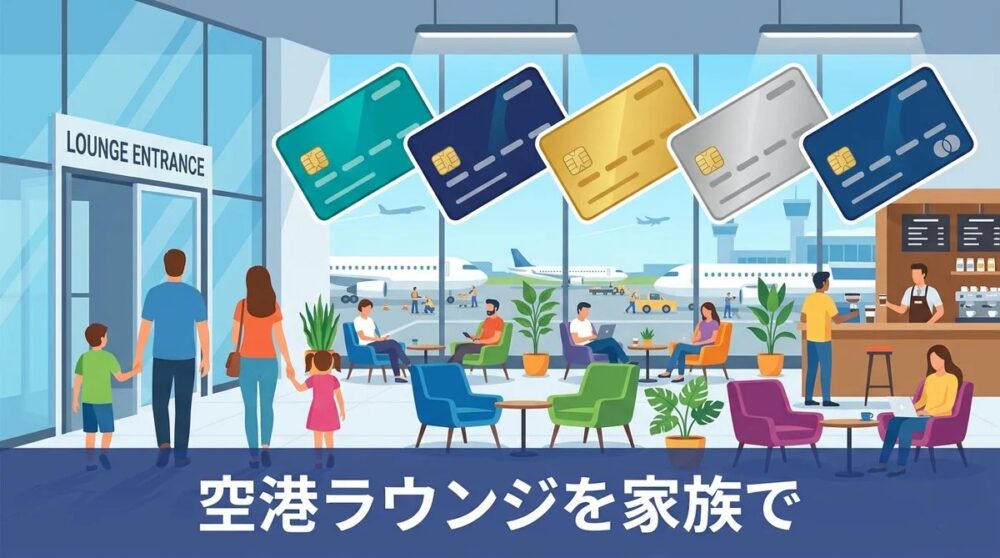家族で空港ラウンジを使うためのカード比較イメージ