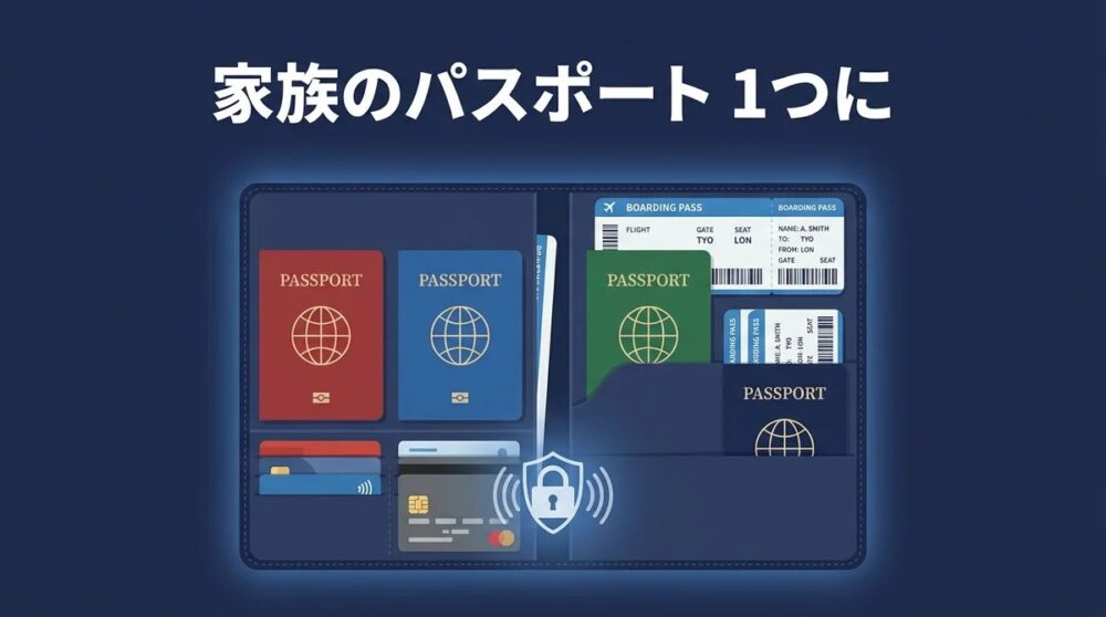 家族用パスポートケースとRFID防止イメージ